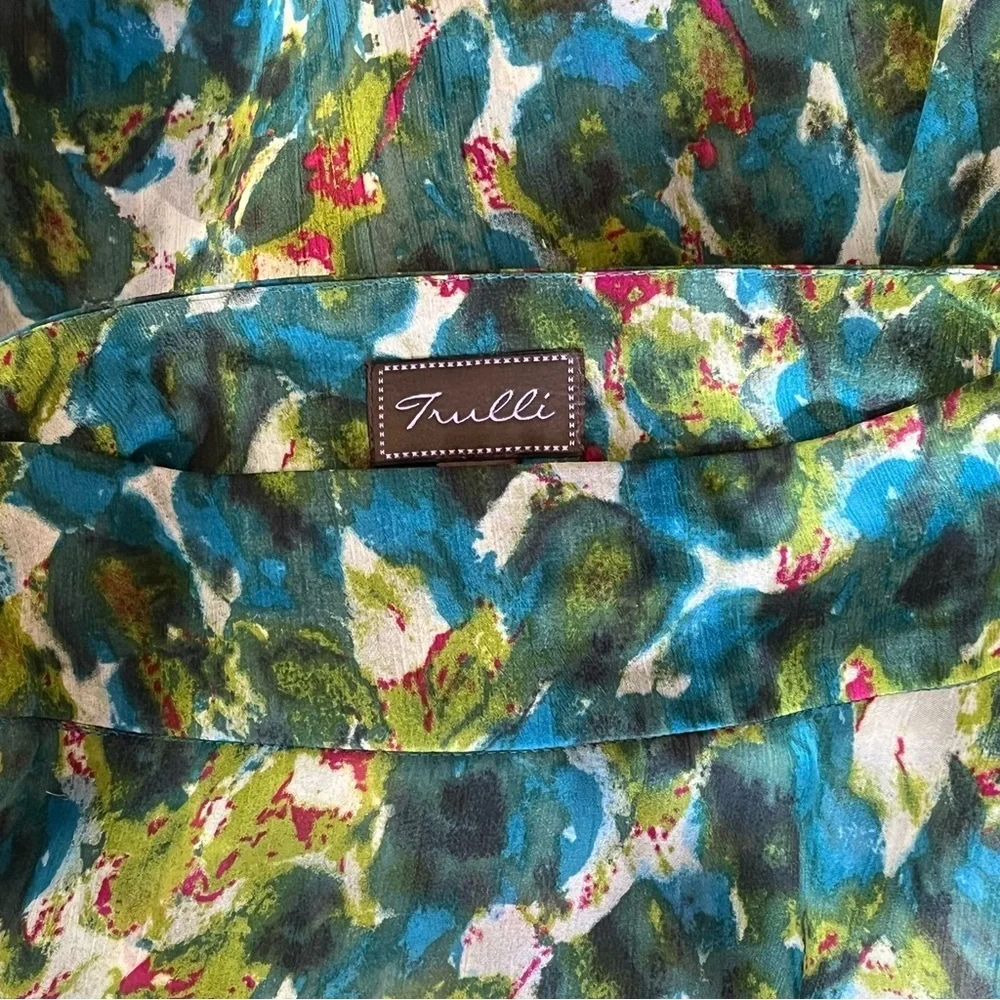 Trulli Size 14 Floral Tiered A-Line Skirt Multicolor Feminine Girl Era Bohemian